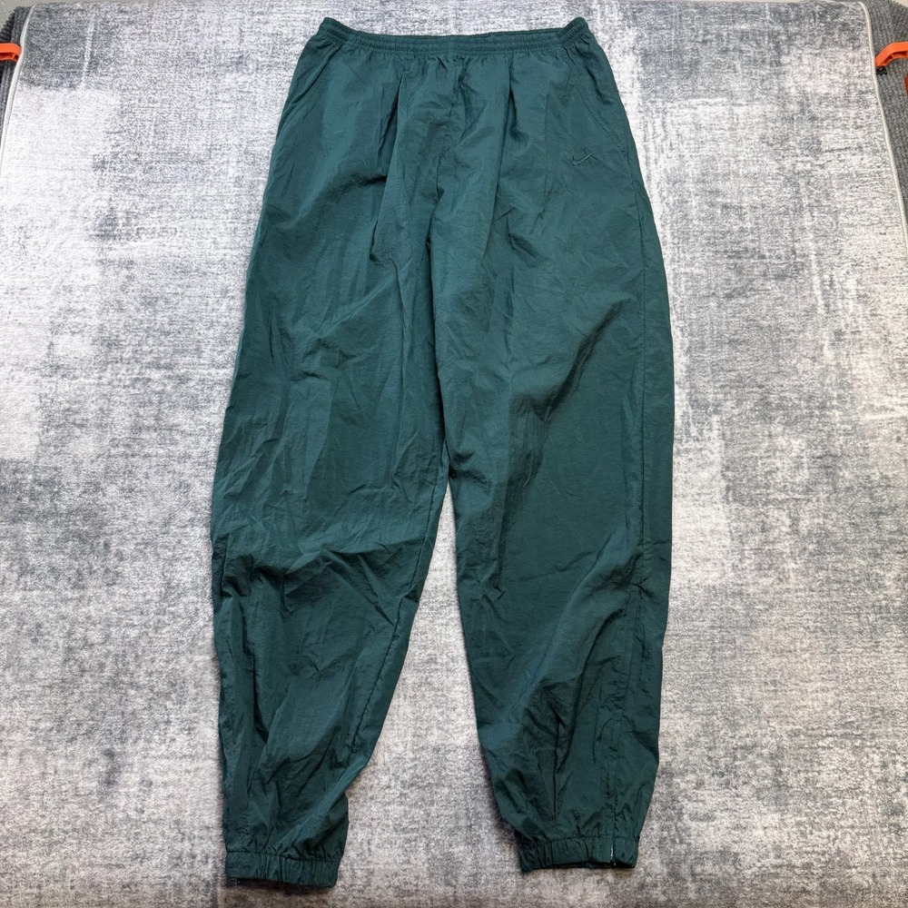VTG 90s Nike Track Pants Mens XL Forest Green Nylon Relaxed Tapered Jogger Rave